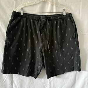 Polo Ralph Lauren Shorts Men XL All Over Pony Logo Black Sleepwear Lounge Pajama